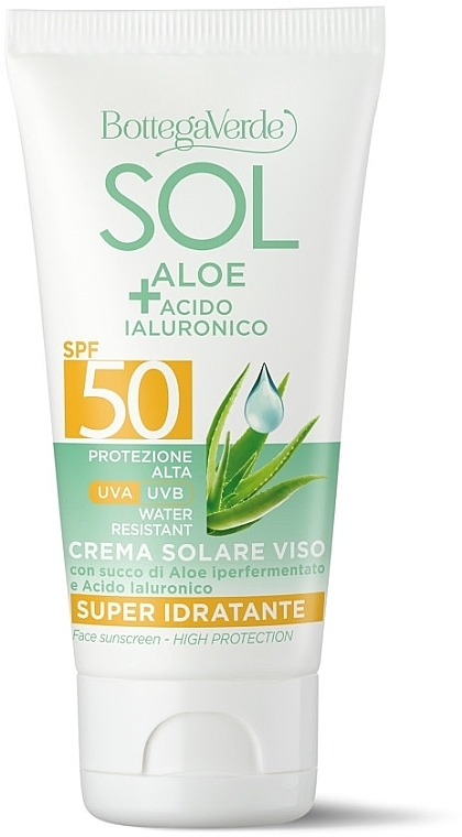 Face Sunscreen - Bottega Verde Sol Aloe + Hyaluronic Acid Face Sunscreen SPF50 — photo N1