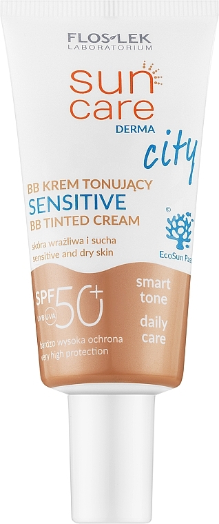 BB Cream for Sensitive Skin - Floslek Sun Care Derma Sensitive BB Tinted Cream SPF 50 — photo N1