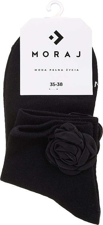 Women's Socks with Flower 'Glamor', black - Moraj — photo N1