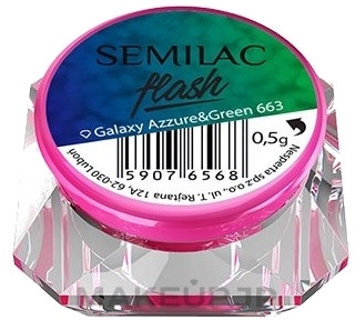 Nail Mirror Powder "Galaxy" - Semilac SemiFlash Galaxy — photo 663 - Azzure/Green