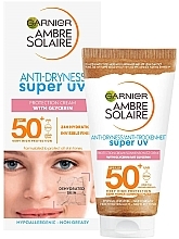 Fragrances, Perfumes, Cosmetics Facial Sunscreen - Garnier Ambre Solaire Anti-Dryness Super UV Protection Cream With Glycerin SPF50