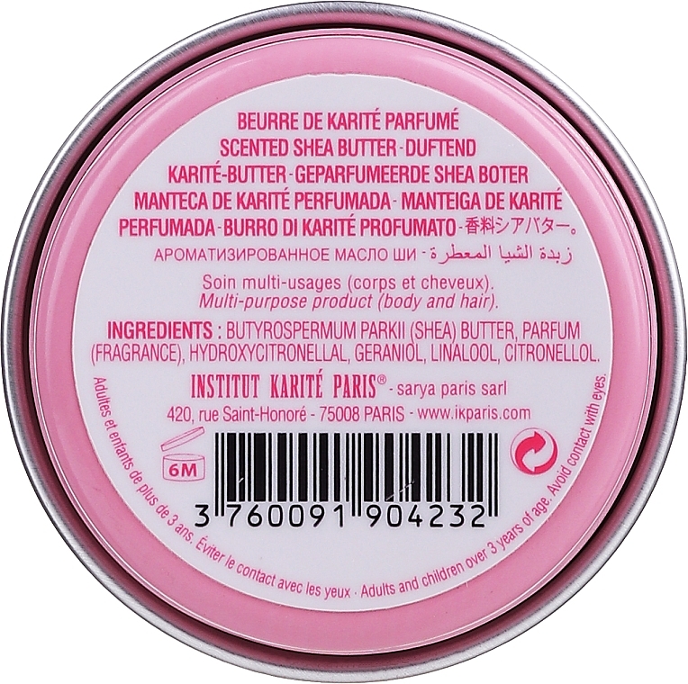 Set - Institut Karite Rose Mademoiselle (sh/gel/250ml + soap/100g + h/cr/75ml + b/oil/10ml + candle/1pc + confetti + bag) — photo N7