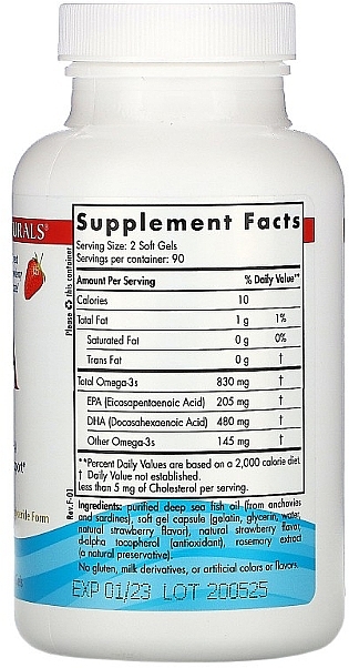 Dietary Supplement "Omega 3", with strawberry flavor, 830 mg - Nordic Naturals DHA Strawberry — photo N3
