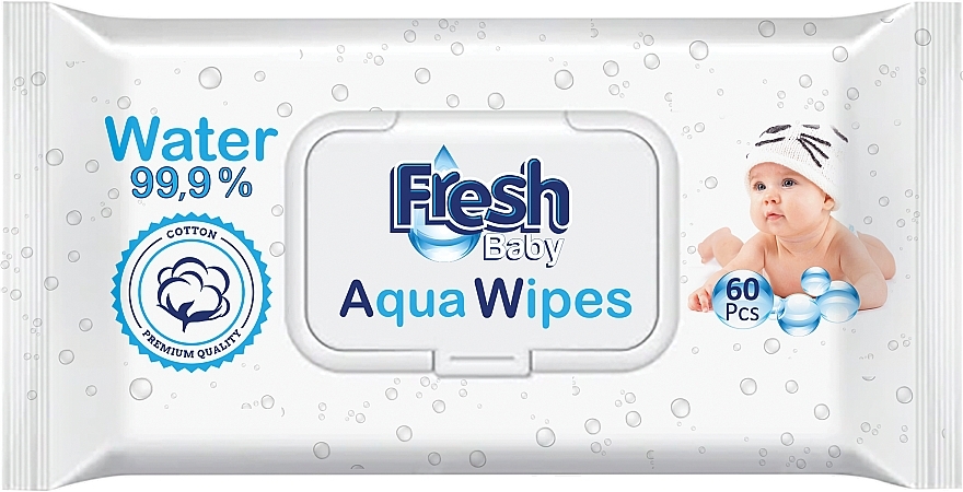 Wet Wipes, 60 pcs. - Fresh Baby Aqua Wipes — photo N1