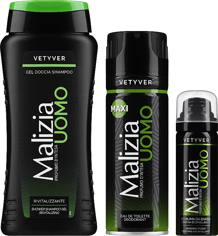 Set - Malizia Uomo Vetiver (edt deo/175ml + show gel/250ml + shav foam/50ml) — photo N1