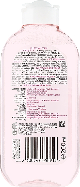 Rose Water Soothing Tonic - Garnier Skin Naturals Botanical Rose Water Soothing Toner — photo N2