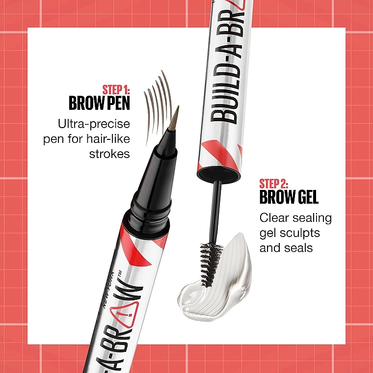 2in1 Eyebrow Gel Pencil - Maybelline New York Build-A-Brow 2-in-1 Brow Pen & Sealing Gel	 — photo N4