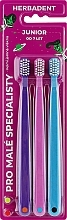 Kids Toothbrush, super soft, from 6 years old, 3pcs - Herbadent Junior Toothbrush — photo N1