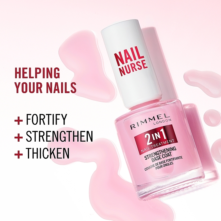 Nail Strengthener - Rimmel Nail Nurse 2 in 1 Nail Treatment Strengthening Base Coat — photo N6