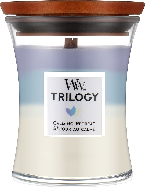Scented Candle in Glass - Woodwick Hourglass Trilogy Candle Calming Retreat  — photo N2