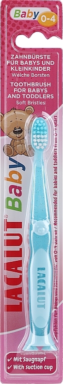 Baby Toothbrush with Teddy Bear, 0-4 years old, blue - Lacalut Baby Toothbrush For Babies & Toddlers — photo N1