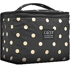 Fragrances, Perfumes, Cosmetics Cosmetic Bag, 10072-11, black with beige dots - Karen Beauty Box Eco Cotton Black With Beige Dots