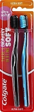 Ultra-Soft Toothbrush Set, 2 pcs., black + blue - Colgate Ultra Soft — photo N2