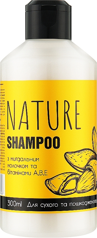Almond Milk Shampoo with Vitamins A, B, E - Bioton Cosmetics Nature Shampoo — photo N1