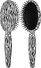 Oval Massage Hair Brush "Zebra", 10 rows - Titania — photo N1