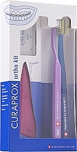 Set, option 29 (pink, lilac, blue) - Curaprox Ortho Kit (brush/1pcs + brushes 07,14,18/3pcs + UHS/1pcs + orthod/wax/1pcs + box) — photo N1