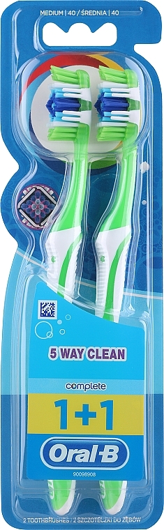 Toothbrush Set '5-Way Cleaning Complex', 40 medium, green + green - Oral-B Complete 5 Way Clean — photo N1