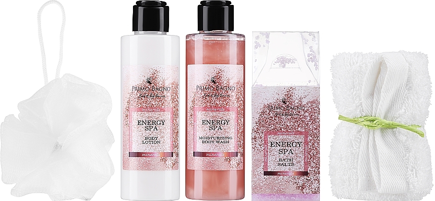 Skincare Set - Primo Bagno Energy Spa Set (b/lot/150ml + b/wash/150ml + bath/salt/130g + sponge/1pc + towel/1pc) — photo N2