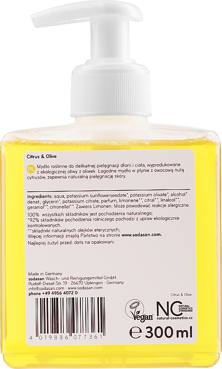 Bactericidal Citrus-Olive Liquid Soap - Sodasan Citrus And Olive Liquid Soap — photo N2