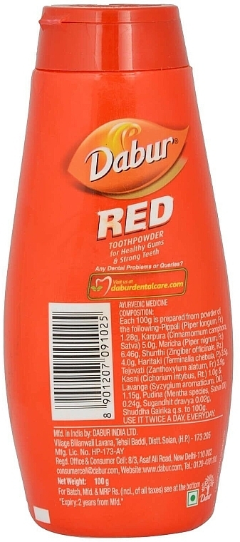 Ayurvedic Dental Powder - Dabur Red Tooth Powder — photo N2