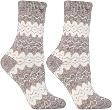 Fragrances, Perfumes, Cosmetics Warm Wool Socks, CSW800-003, brown-beige with ornaments - Moraj