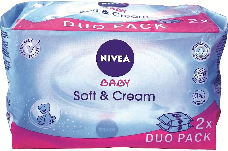 Wet Wipes ‘Baby’ 2x63pcs - NIVEA Baby Soft & Cream — photo N4