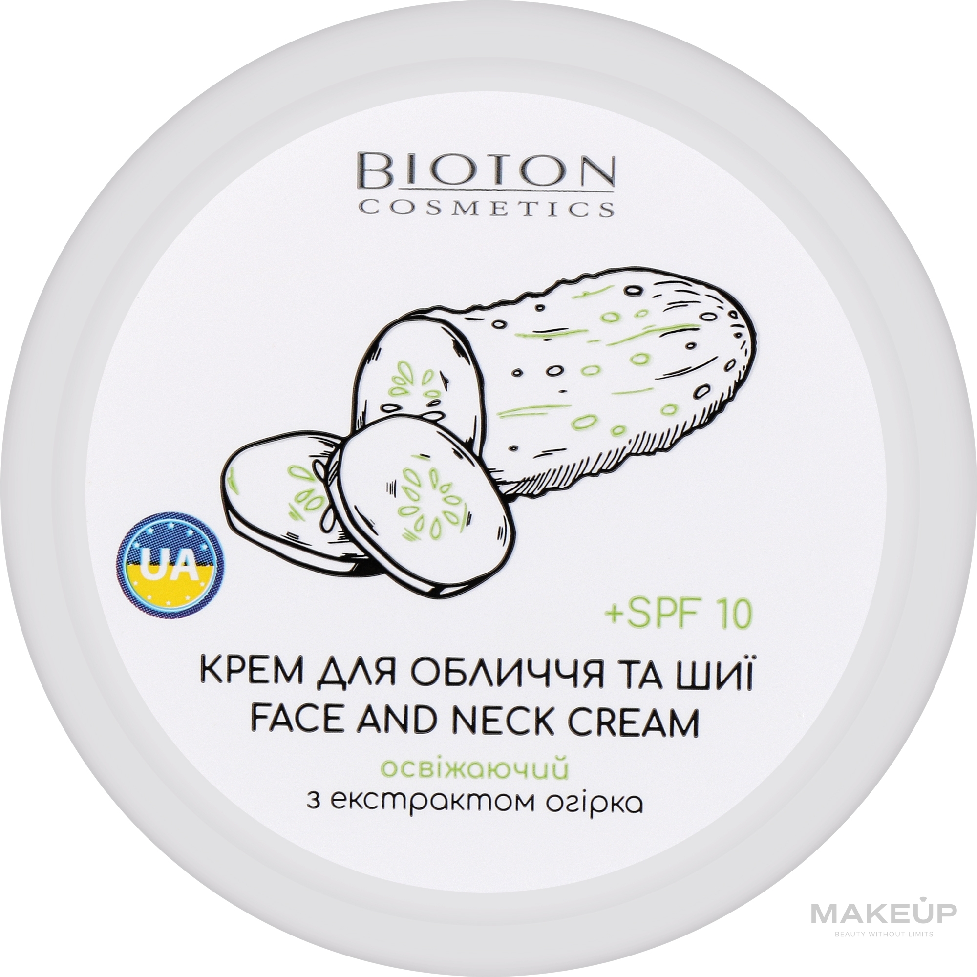 Face & Neck Cream with Cucumber Extract - Bioton Cosmetics Face & Neck Cream SPF 10 — photo 100 ml