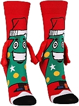 Christmas Socks with Magnet in Decorative Box 'Friendsy', CSLS250-014, red with Christmas tree - Moraj — photo N2