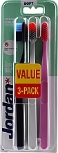 Fragrances, Perfumes, Cosmetics Soft Toothbrush, dark blue, grey-orange, pink - Jordan Clean Smile Soft