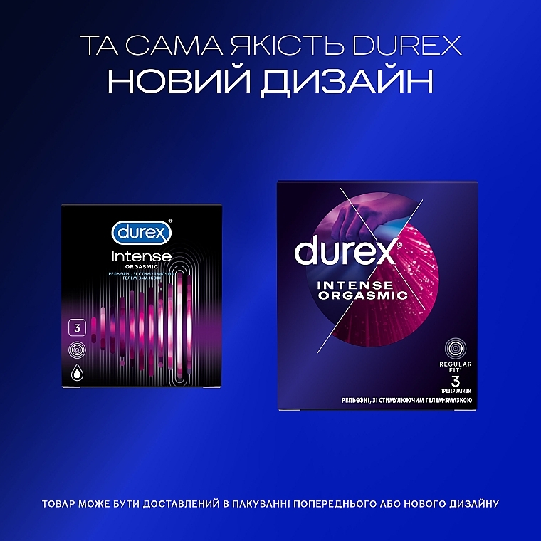 Ribbed & Dotted Condoms with Stimulating Gel, 3 pcs - Durex Intense Orgasmic — photo N4