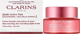 Night Cream for Dry Skin - Clarins Multi-Active Jour Niacinamide+Sea Holly Extract Glow Boosting Line-Smoothing Night Cream Dry Skin — photo N2
