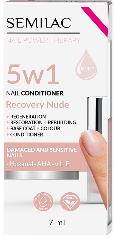 Nail Conditioner - Semilac Nail Power Therapy 5 In 1 Recovery Nude — photo N1