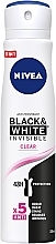 Fragrances, Perfumes, Cosmetics Antiperspirant Deodorant Spray "Black & White Invisible Protection CLEAR" - NIVEA For Women Black & White Power Deodorant Spray