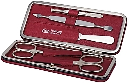 Manicure Set 'Siena', clip fastener, red, 5 pcs - Erbe Solingen Manicure Clip-Top Case — photo N2