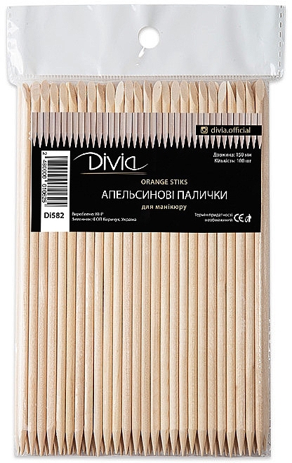 Orangewood Sticks Set, 15 cm, 100 pcs - Divia Di582 — photo N1