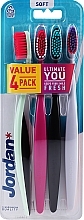 Fragrances, Perfumes, Cosmetics Toothbrush Soft, 4 pcs, black and green + pink + black + white - Jordan Ultimate You Soft Toothbrush