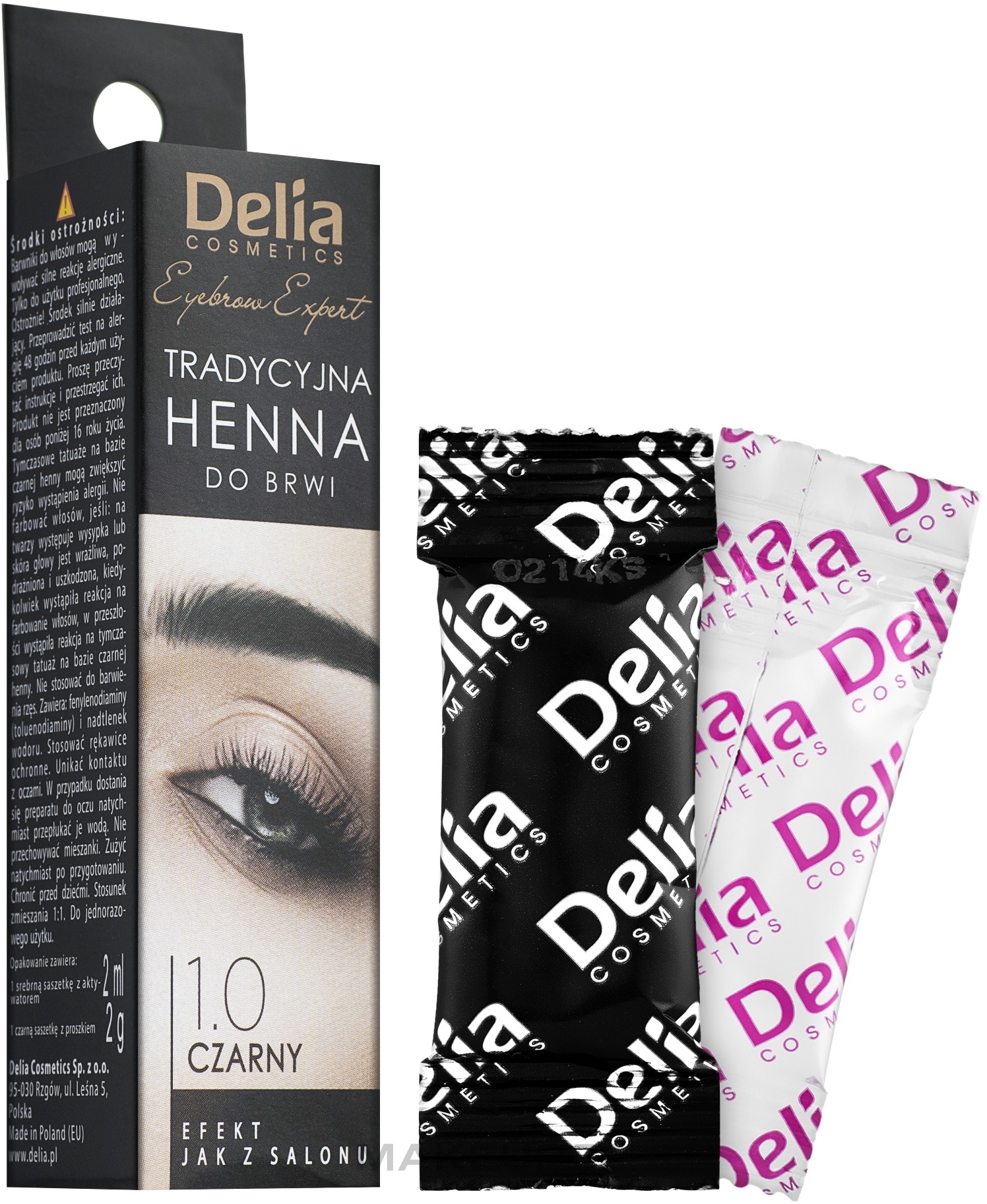 Henna Powder Eyebrow Tint, black - Delia Brow Dye Henna Traditional Black — photo 2 x 2 ml