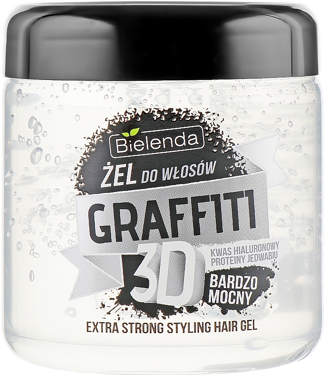 Hyaluronic Acid & Silk Protein Hair Gel - Bielenda GRAFFITI 3D Extra Strong Stayling Hair Gel — photo N1