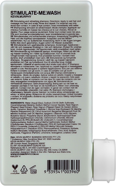 Refreshing Men Shampoo - Kevin.Murphy Stimulate-Me Wash — photo N2