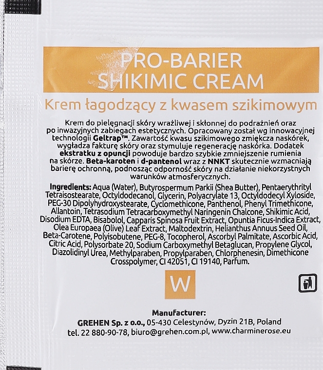 Soothing Face Cream with Shikimic Acid - Charmine Rose Pro-Barier Shikimic Cream (sample) — photo N2