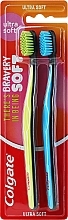 Ultra-Soft Toothbrush Set, 2 pcs., blue + green - Colgate Ultra Soft — photo N1