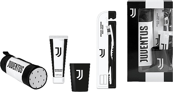 Set - Naturaverde Football Teams Juventus Oral Care Set (toothbrush/1pc + toothpaste/75ml+acc/2pcs) — photo N2