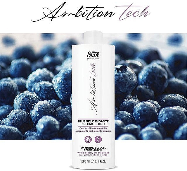 Oxidizing Gel with Blue Pigment 9% - Shot Ambition Tech Blue Oxidizing Gel Special Blond 30Vol — photo N3