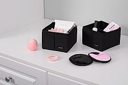 Storage Organiser with 4 Compartments 'Home', black 15x15x10 cm - MAKEUP Drawer Underwear Organizer Black — photo N3