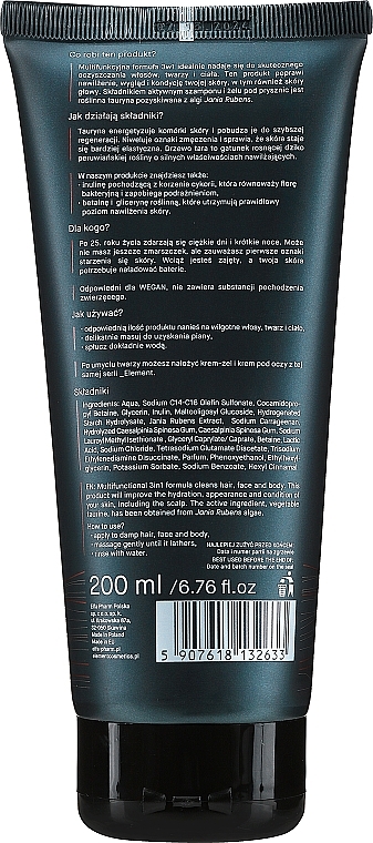 3-in-1 Men Hair, Face & Body Gel Shampoo - Vis Plantis Element — photo N2