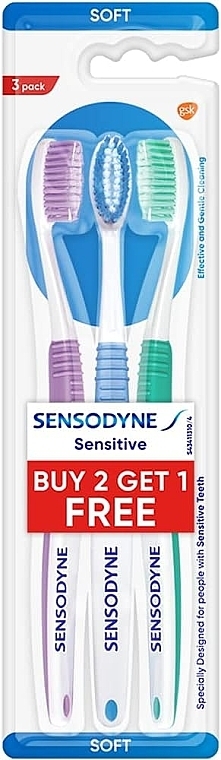 Sensitive Toothbrush Set, 3 pcs. - Sensodyne Sensitive Toothbrush 2+1 Pack — photo N1