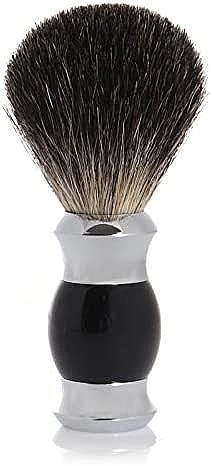 Shaving Brush with Black Badger Bristles, polymeric handle, black and silver - Golddachs Pure Badger Polymer Handle Black Silver — photo N1