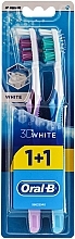 Fragrances, Perfumes, Cosmetics Toothbrush Set, 40 medium, purple + blue - Oral-B 3D White 40 Medium 1+1