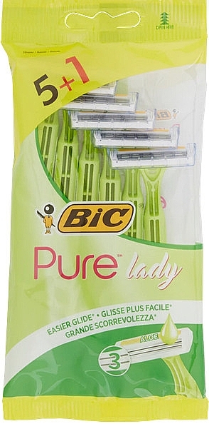 Disposable Shaving Razor, 6 pcs - Bic Pure Lady — photo N1