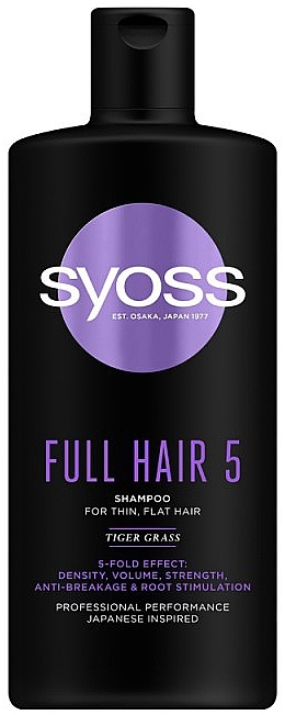 Tiger Grass Shampoo for Thin, Flat Hair - Syoss Full Hair 5 Shampoo — photo N1